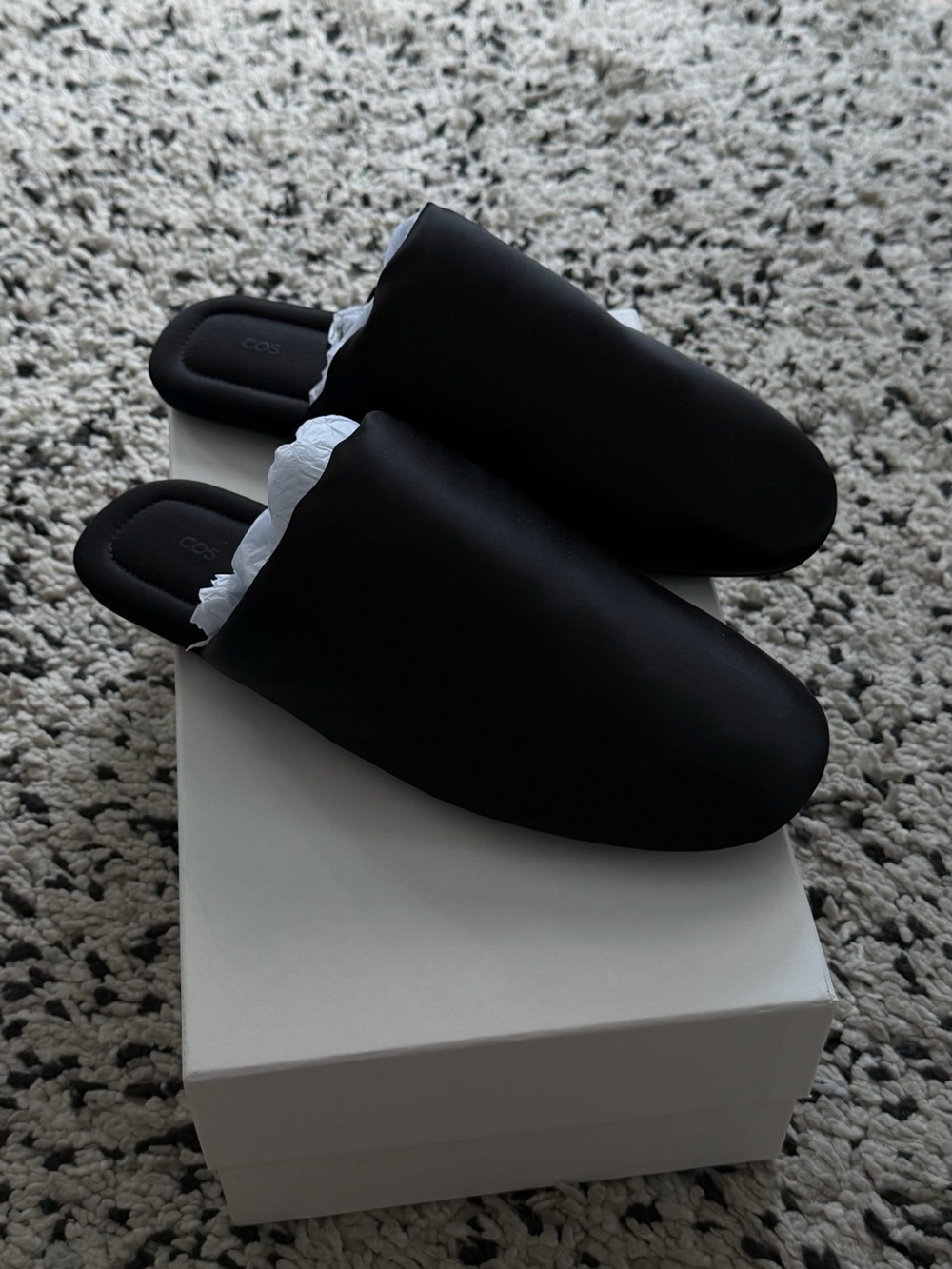 COS Black Padded Slide Mules